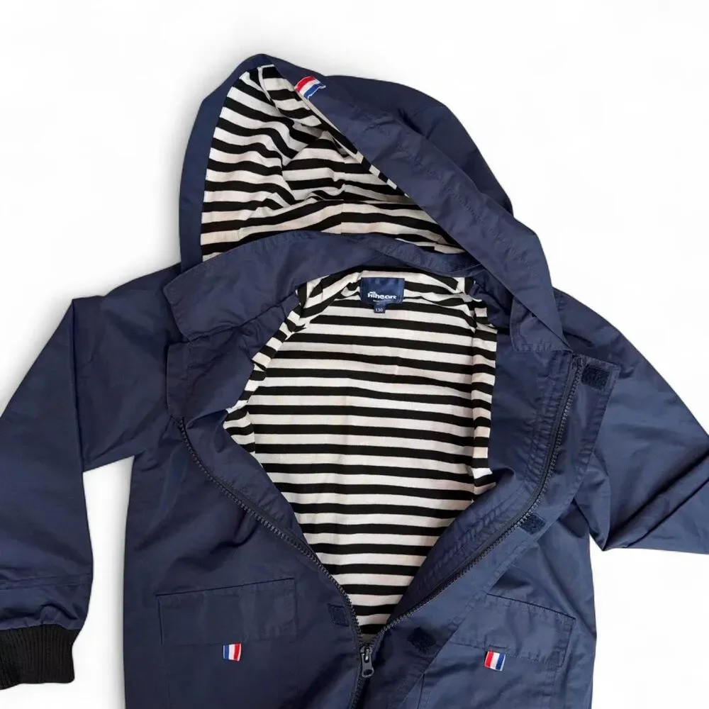 Hiheart Kids Navy Blue Hooded Raincoat Jacket Size US 6/7 - 130